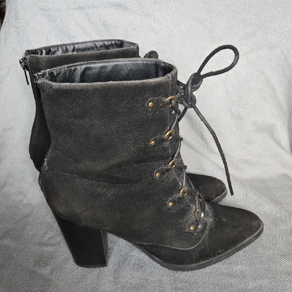 Shoe Dazzle Black Lace-Up Boots - Picture 1 of 7